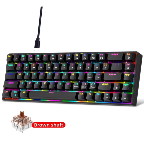 Teclado para Juegos Intercambiable en Caliente, Mini Teclado Mecánico para Juegos con Cable, Teclado de Oficina Tycp-C Desmontable, Compacto, 68 Teclas RGB para PC, Jugador, Oficina/ventanas, PC, Portátil, Mac/Xbox