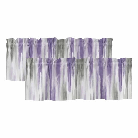 Purple Gray Valances for Windows, Vintage Country Abstract Gradient Aesthetic Light Filtering Kitchen Curtains, Rod Pocket Window Valance Curtains for Living Room Bedroom, 42" W x 18" L, 2 Panels