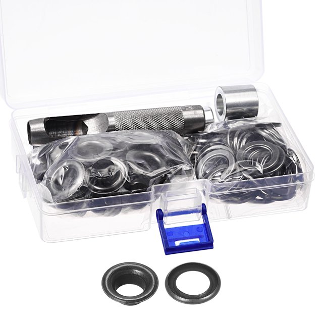 Unique Bargains Grommet Tool Kit 50 Sets 1/2' Copper Grommets Eyelets with 3pcs Install Tools, 12mm Inside Dia. Dim Gray