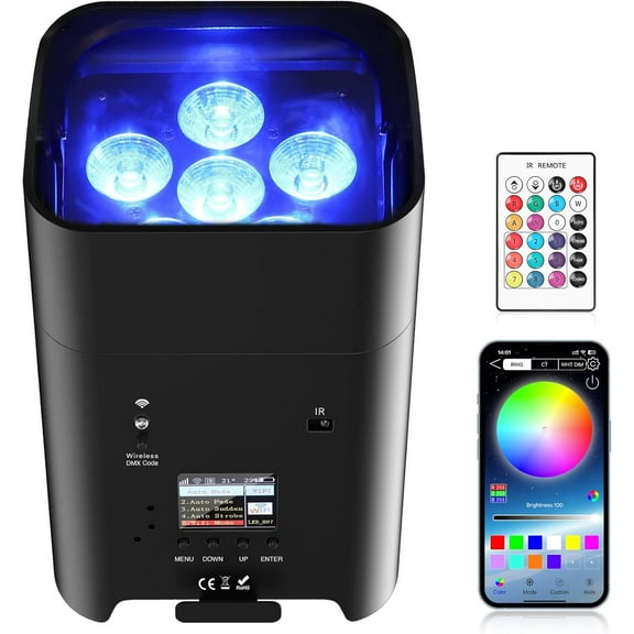 Battery Powered Uplights Rechargeable Par Can 6x18W RGBWA UV LED Stage Lights