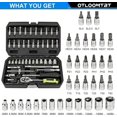 thumbnail image 2 of 46 Pieces 1/4 Inch Drive Socket Ratchet Wrench Set, with Bit Socket Set Metric and Extension Bar, 2 of 4