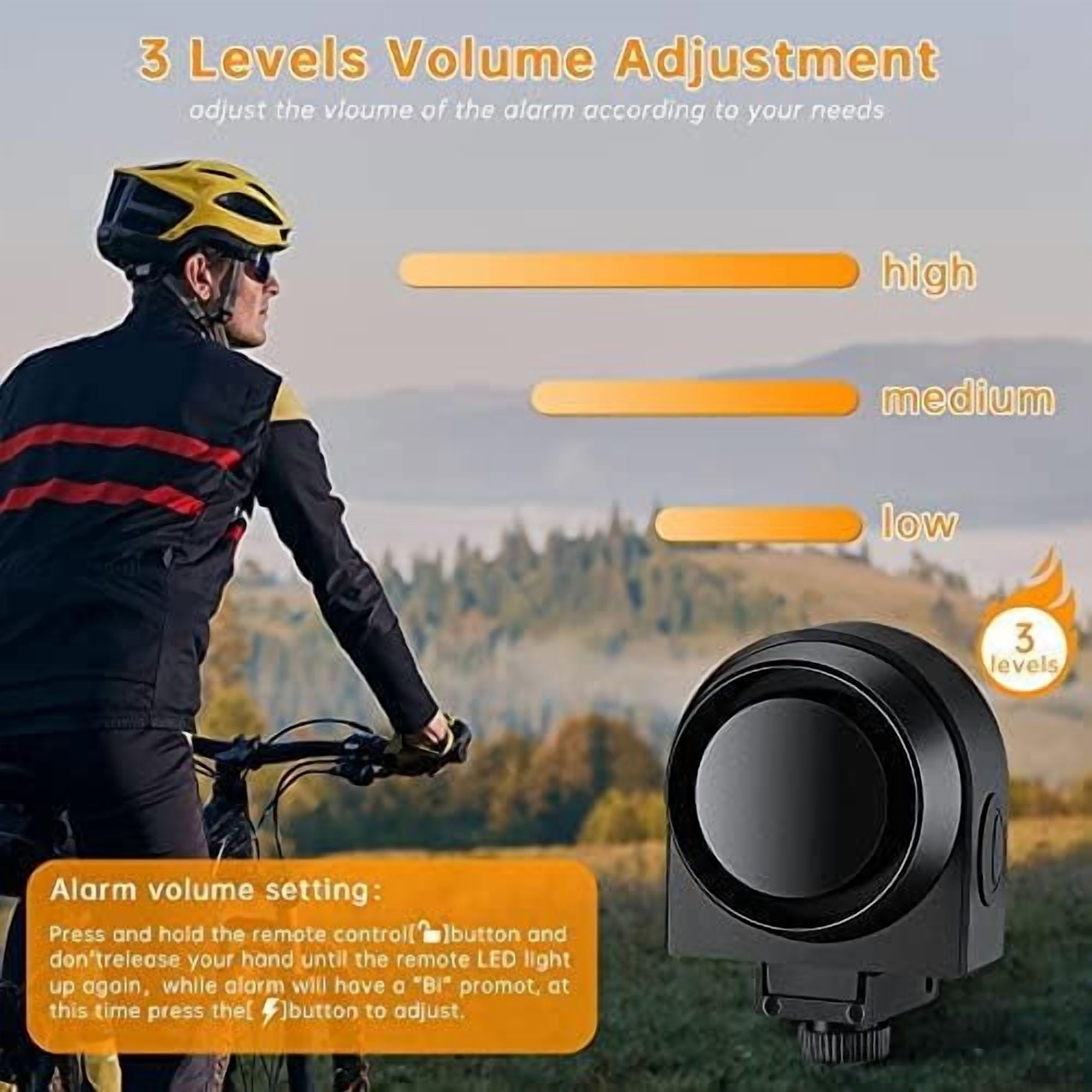 Ouspow Bicycle Alarm Lock with Remote 115db Loud Sound Anti-theft Electric Scooter Wireless Alarm Step Away Waterproof E-bike Security Sensor Lock