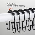 thumbnail image 2 of Emlimny Shower Curtain Hooks, 12 Pcs Shower Curtain Rings, Stainless Steel Roller Rust-Resistant Balance Sliding Anti-Drop Double Shower Hooks for Curtain Bathroom Shower Curtains (Black), 2 of 6
