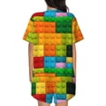 thumbnail image 3 of Lsque Colorful Building Blocks Women's Short-Sleeved Pajama Set - 2 Piece Soft and Lightweight Sleepwear Set-X-Large, 3 of 9