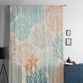 thumbnail image 5 of Coastal Turquoise Semi Sheer Curtains Drapes for Living Room,Bedroom,French Doors Window 45 Inches Long,Ocean Coral Starfish Shell Modern Sea Rod Pocket Chiffon Curtain Drapery Voile Draperies Panel, 5 of 6