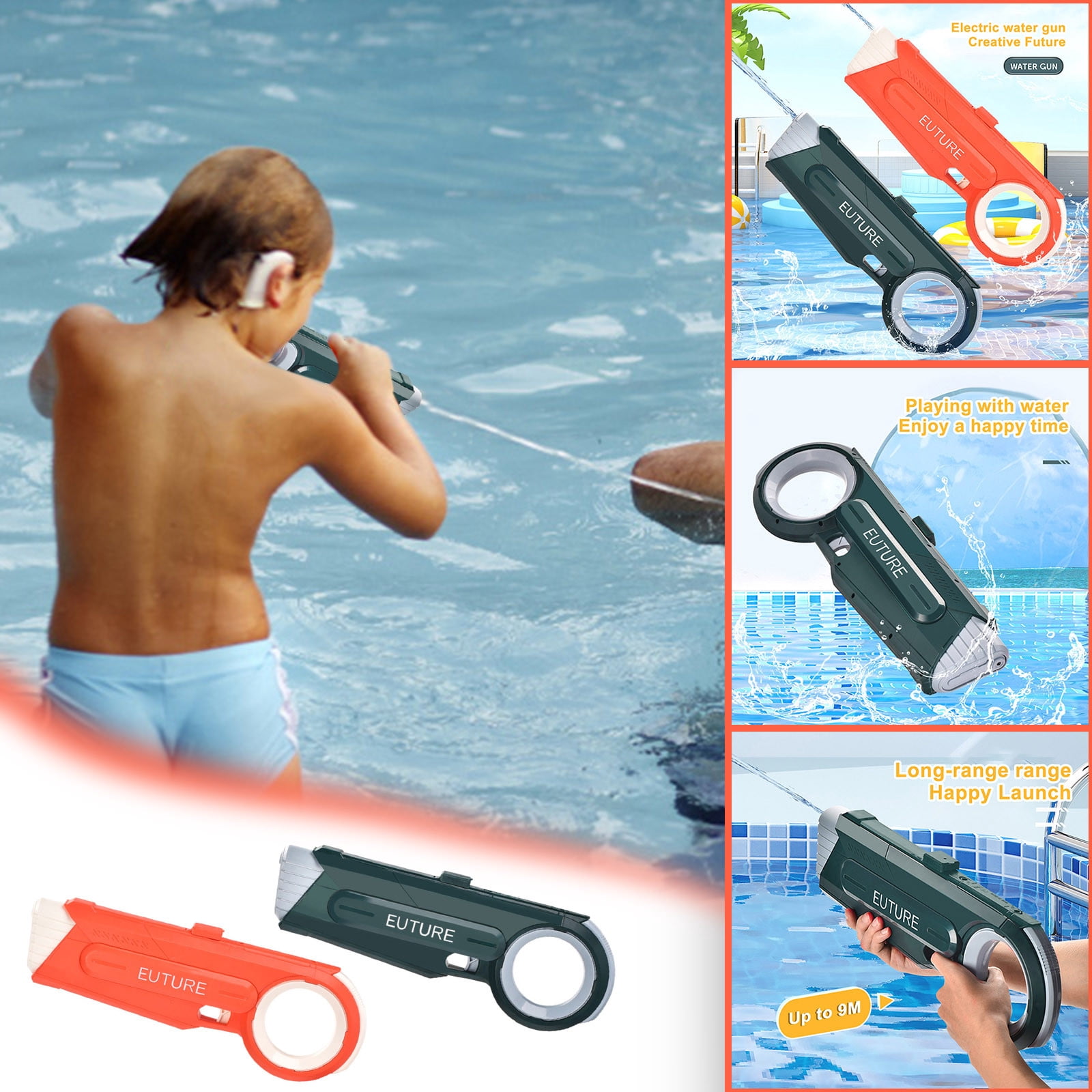 Automatic High-Pressure Water Blaster Soaker, Sleek Modern Design for Efficient Summer Refreshment and Outdoor Interactive Play Orange