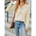 thumbnail image 5 of Liacowi Women Long Sleeve Hooded Sweatshirt Button Hoodies Casual Solid Color Autumn Loose Fit Pullover Tops, 5 of 8