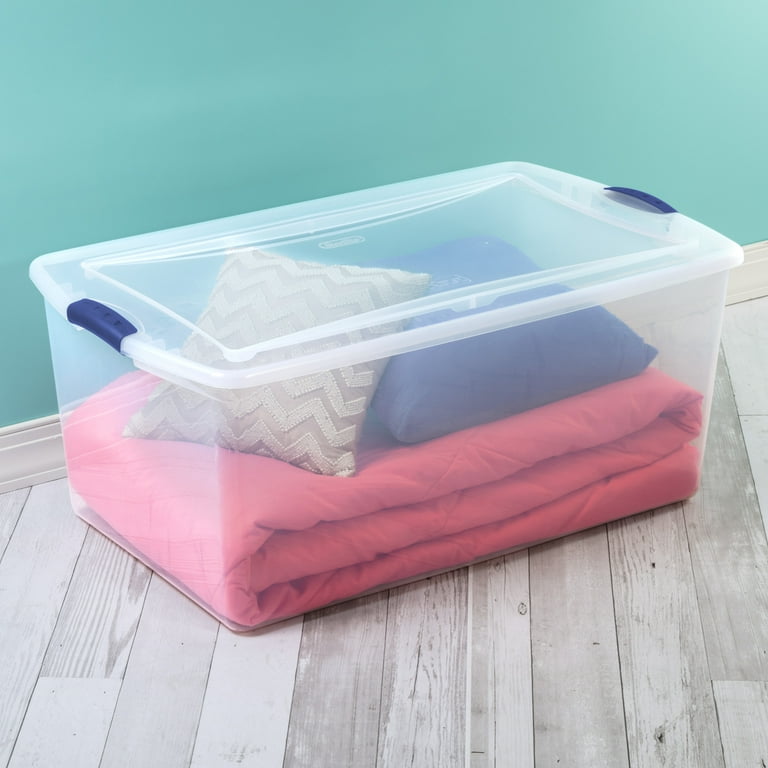 Sterilite 105 Qt Clear Storage Bin with Latch Lid - Blue, 4 Pack photo 5