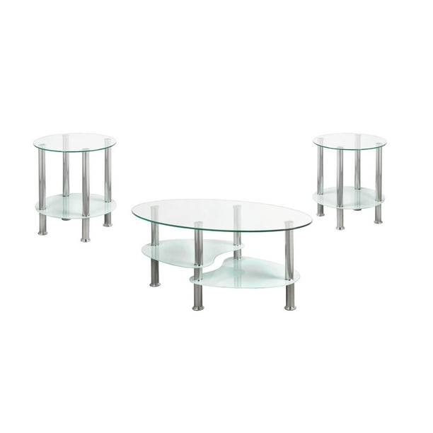 White and chrome on sale coffee table set
