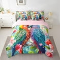 thumbnail image 2 of Manfei Boys Girls Cartoon Parrots Bedding Comforter Set 7 Pieces,Chic Floral Flower Full Bedding Set Lightweight,Happy Valentine's Day Fitted Sheet Flat Sheet,Breathable Home Decor,Reversible, 2 of 8