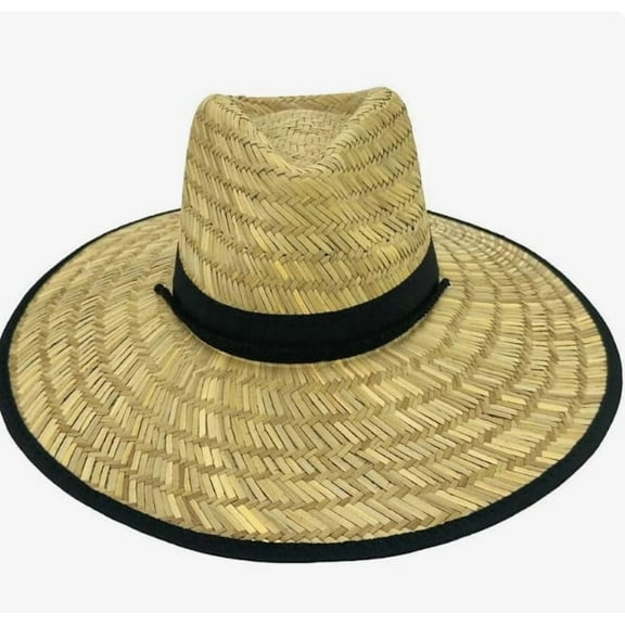Wide Brim NATURAL Bamboo Straw Hat Summer Sombrero BEACH Hat 80 lifeguard Hiking - New with box/tags
