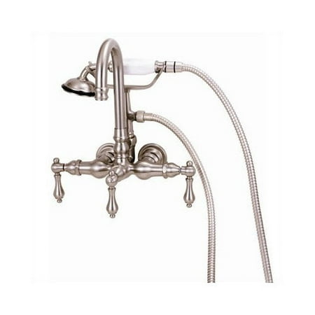 Elizabethan Classics Wall Mount Gooseneck Tub Faucet with Hand Shower and Metal Lever Handles
