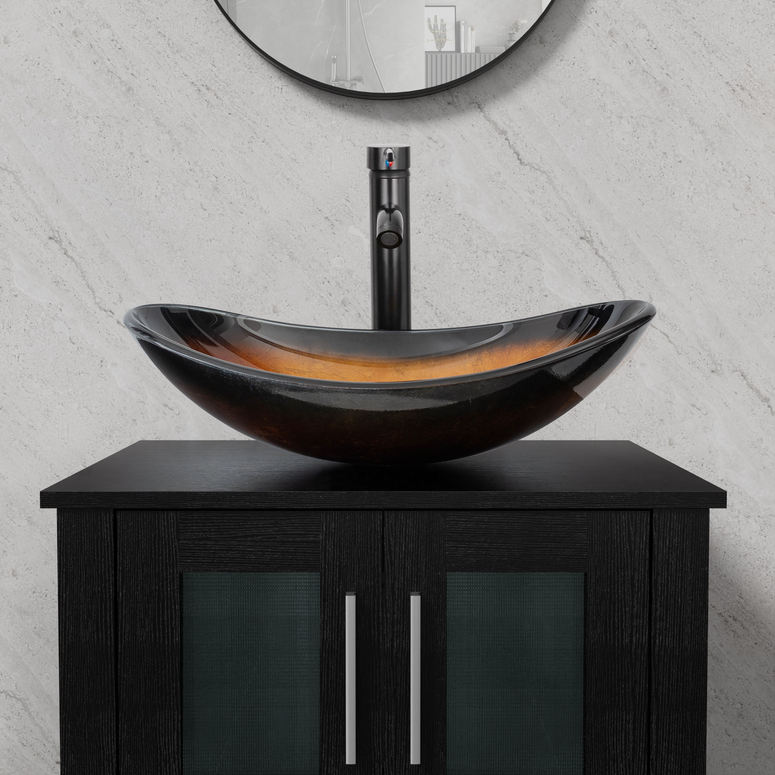 VS029BR 21" Stained Glass Bathroom Vessel Sink