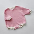 thumbnail image 2 of WERYOUNG Girls Boys Bodysuits Summer Unisex Casual Round Neck Long Sleeve Bodysuit Leisure Daily Wear Homewear Onesie,Light Pink,3-6 Months, 2 of 4