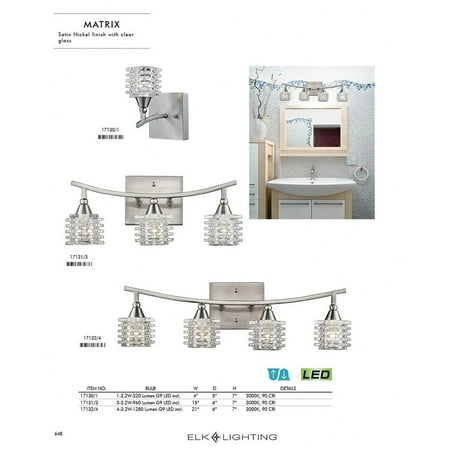 Matrix 1-Light Vanity Lamp in Satin Nickel with Clear Glass