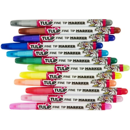 UPC: 0017754349446 | Tulip Fine Tip Fabric Markers 12 Pack Rainbow  Unisex and for Adults