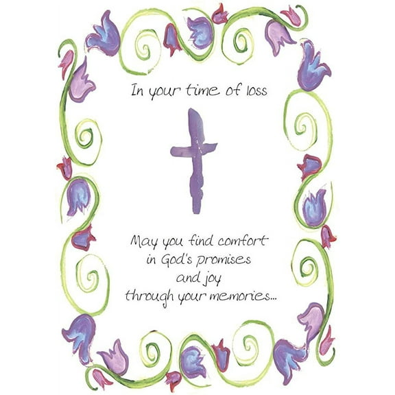Sympathy Greeting Card (5" x 7") by Art From The Heart | 3 Pack   3 Envelopes (Purple Cross)