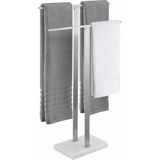 Standing Towel Rack Towel Rack Stand with Marble Base for Bathroom Floor SUS Stainless Steel Brushed Finish BTH