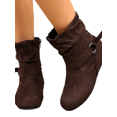 thumbnail image 6 of Women's Suede Ankle Boots, Low Stacked Heel Slip On Booties, Comfortable Fall Winter Boots with Buckle Detail for Casual Dress, 6 of 6