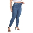 thumbnail image 4 of HDE Women's Plus Size Skinny Jeans Pull On Stretch Denim Jegging with Pockets Blue - 1X, 4 of 7
