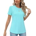 thumbnail image 2 of Women's T-shirt Crew Neck Short-sleeved Solid Color Pullover Tops S-XXL, 2 of 5