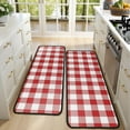 thumbnail image 4 of Kitchen Rugs Sets Of 2,Red and White Plaid Pattern Anti Fatigue Kitchen Mat Rugs Non Slip Washable,Decorative Kitchen Floor Mats for Kitchen,Sink,Laundry,17"x47"+17"x47", 4 of 5