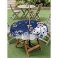 thumbnail image 3 of Outdoor Tablecloth with Umbrella Hole and Zipper, Navy Blue Christmas Round Table Cloth 60 Inch Waterproof Tablecloth, Xmas Tree Snowflake Winter Picnic Table Cover for Patio Camping, 3 of 7