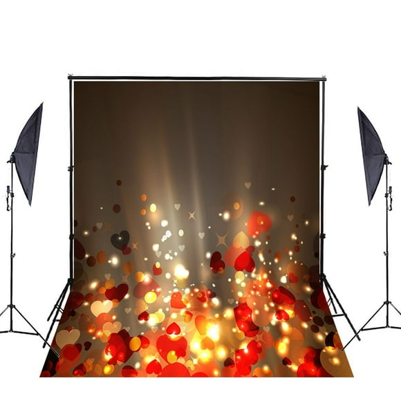 GreenDecor Photography Backdrops 5x7ft Black Wall Red Heart Background Wedding Valentine's Day Photo Backdrop