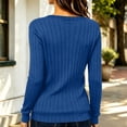 thumbnail image 6 of DISKEBUISS Women's V‑Neck Ribbed Knit Sweater Long Sleeve Casual Pullover Tops for Winter Fall Daily, 6 of 7