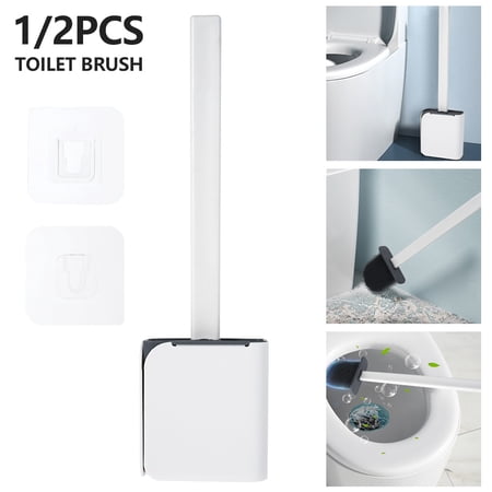 Fyeme WC Long Handle Toilet Brush Holder Base Anti Scratch Wall Mounted Bathroom Cleaning Tool