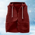 thumbnail image 6 of Htigea Drawstring Hoodies Vest for Women Fleece Sleeveless Hooded Jacket with Pockets Fall Casual Waistcoat Wine M, 6 of 6