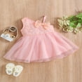 thumbnail image 3 of Baby Girls Princess Dress One Shoulder Sleeveless Bow Front Lace Dress, 3 of 8