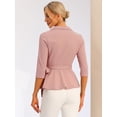 thumbnail image 3 of Peplum Top para mujer con cuello de solapa y muesca en la cintura Rosa XS, 3 of 5