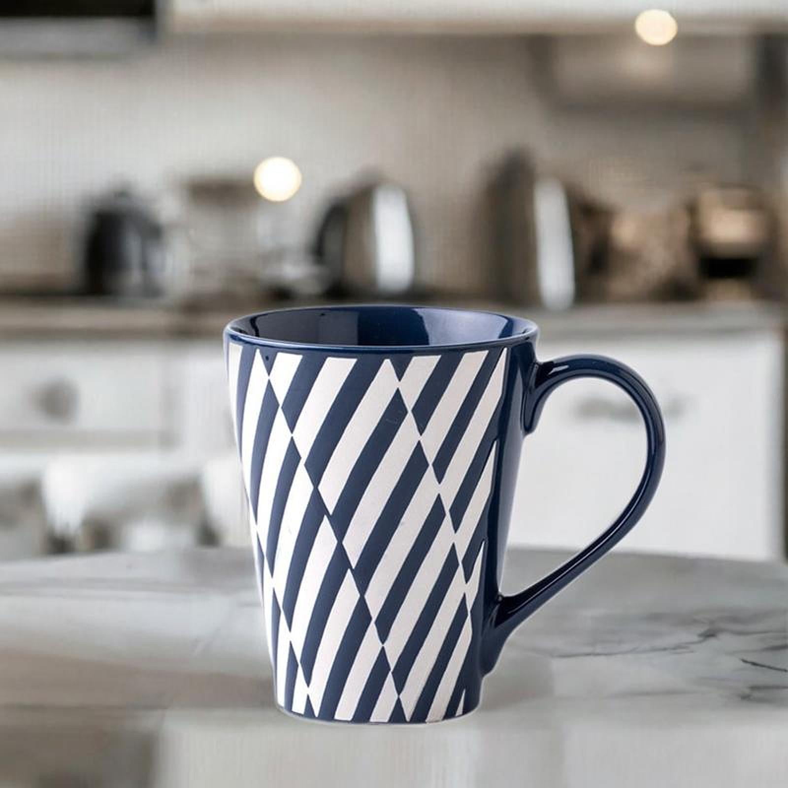 TISHITA Coffee Cup Hot Chocolate Mug, 450ml Embossed Espresso Mug Cappuccino Cup Porcelain Mug for Yogurt Milk Coffee Breakfast Water zebra crossing