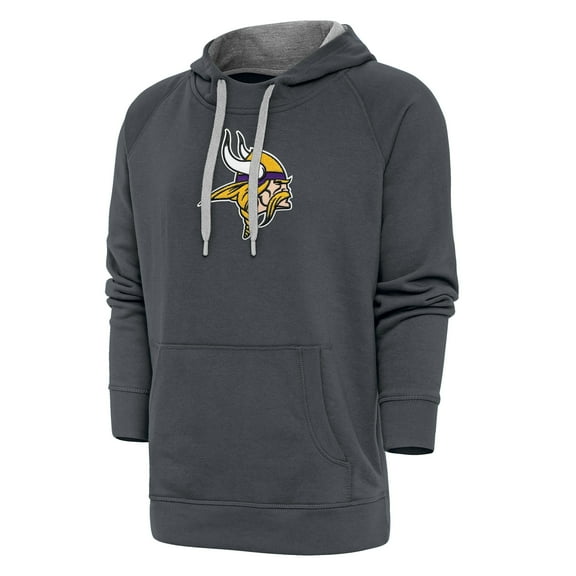 Men's Antigua Charcoal Minnesota Vikings Victory Chenille Pullover Hoodie
