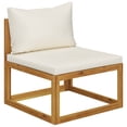 thumbnail image 1 of vidaXL Sectional Middle Sofa & Cream White Cushion Solid Acacia Wood, 1 of 4