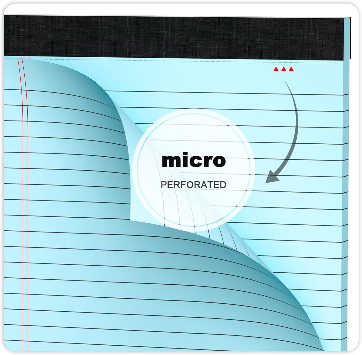 AllWays Plaza Blue Legal Pad Note Pads 8.5 x 11 inch, Wide Ruled Clear Print Writing Pads 30 Sheets/Pad, 20lb Colored Paper, Perforated Notepad with Sturdy Back (3 Pads Blue)