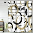 thumbnail image 3 of Modern Abstract Style Shower Curtain Black White Round Pattern Geometric Lines Shower Curtains for Art Aesthetic Bathroom Waterproof Fabric Decor Set with Hooks, 72W x 84H Inch, 3 of 6