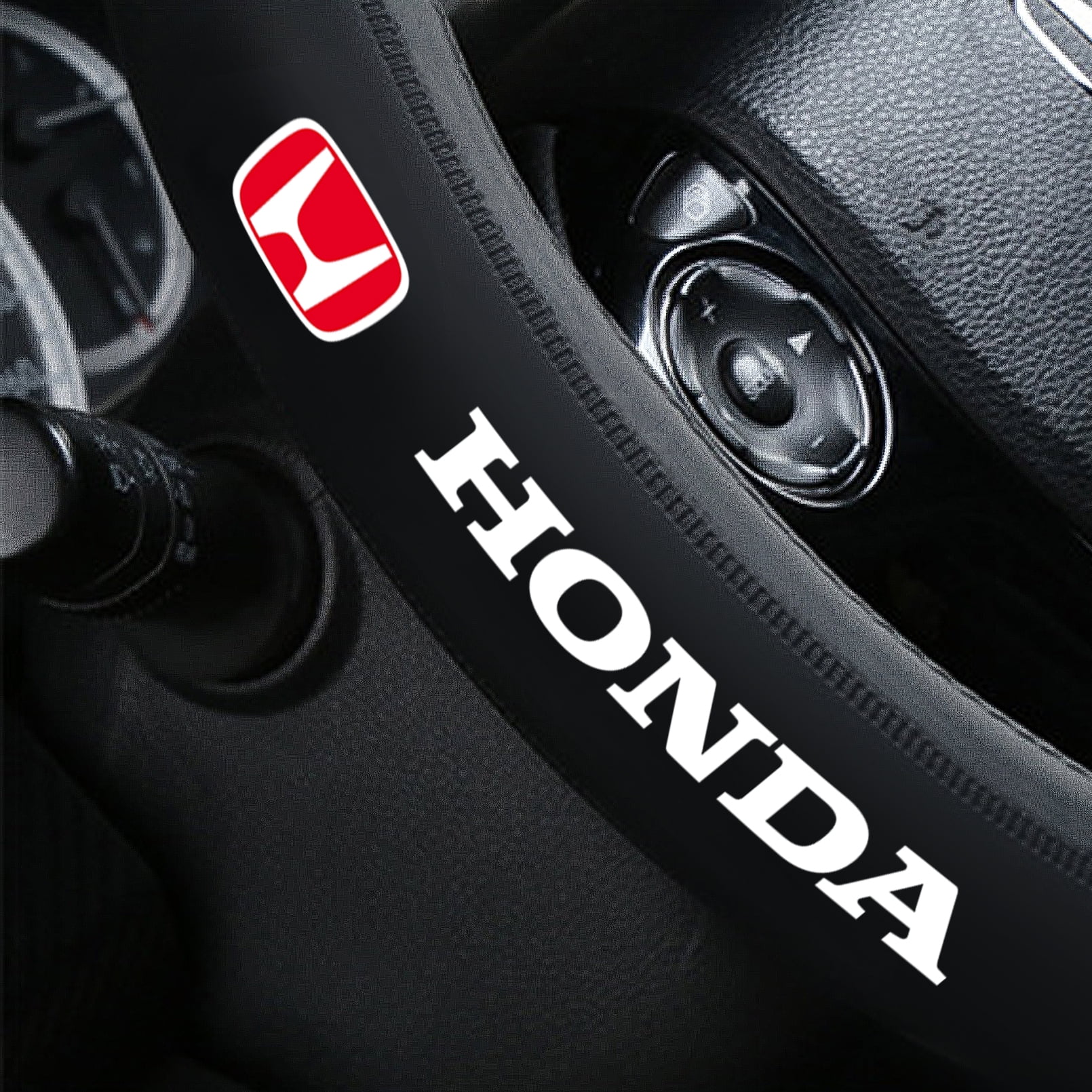 Customization Steering Wheel Cover Compatible with Honda, Black Genuine Leather Steering Wheel Cover, Anti-Slip Safety, Includes Cup Mat & 3-in-1 Charging Cable