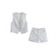 thumbnail image 1 of Trajes cortos informales a rayas para mujer, Top sin mangas con cuello en V y un solo pecho, pantalones cortos con bolsillo con cremallera, conjuntos de moda para mujer 2024, 1 of 5