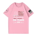 thumbnail image 4 of 250 Anniversary T Shirts for Men Patriotic Star American Flag Print Short Sleeve Crew Neck Tshirt Big and Tall Relaxed Fit Workout Breathable T Shirts, Pink, #01 Pink, 4 of 6