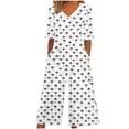 thumbnail image 2 of Ynynloco Women's V Neck Floral Jumpsuit Half Sleeve Wide Leg Casual Jumpsuit with Pockets for Beach, 2 of 5