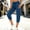 Blue, variant on Qulqfy Capri Linen Cargo Hiking Pants for Women Athletic Plus Size Elastic Waist Stretchy Lightweight Drawstring with 4 Pockets Army Green Women's Pants