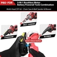 thumbnail image 6 of PRO-FOR 12V Brushless Combination Power Tool Kit, 3-in-1 Cordless Multi-Head System with Mini Chainsaw, Belt Sander, Blower, Interchangeable Heads for DIY & Home Workshop, 6 of 8