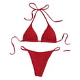 thumbnail image 2 of JoveMarine Women's Sexy Halter Tie Bikini Set Two-Piece Swimsuit with Removable Padded Cups & Wire-Free Design for Summer Beach and Pool Party Red S, 2 of 5
