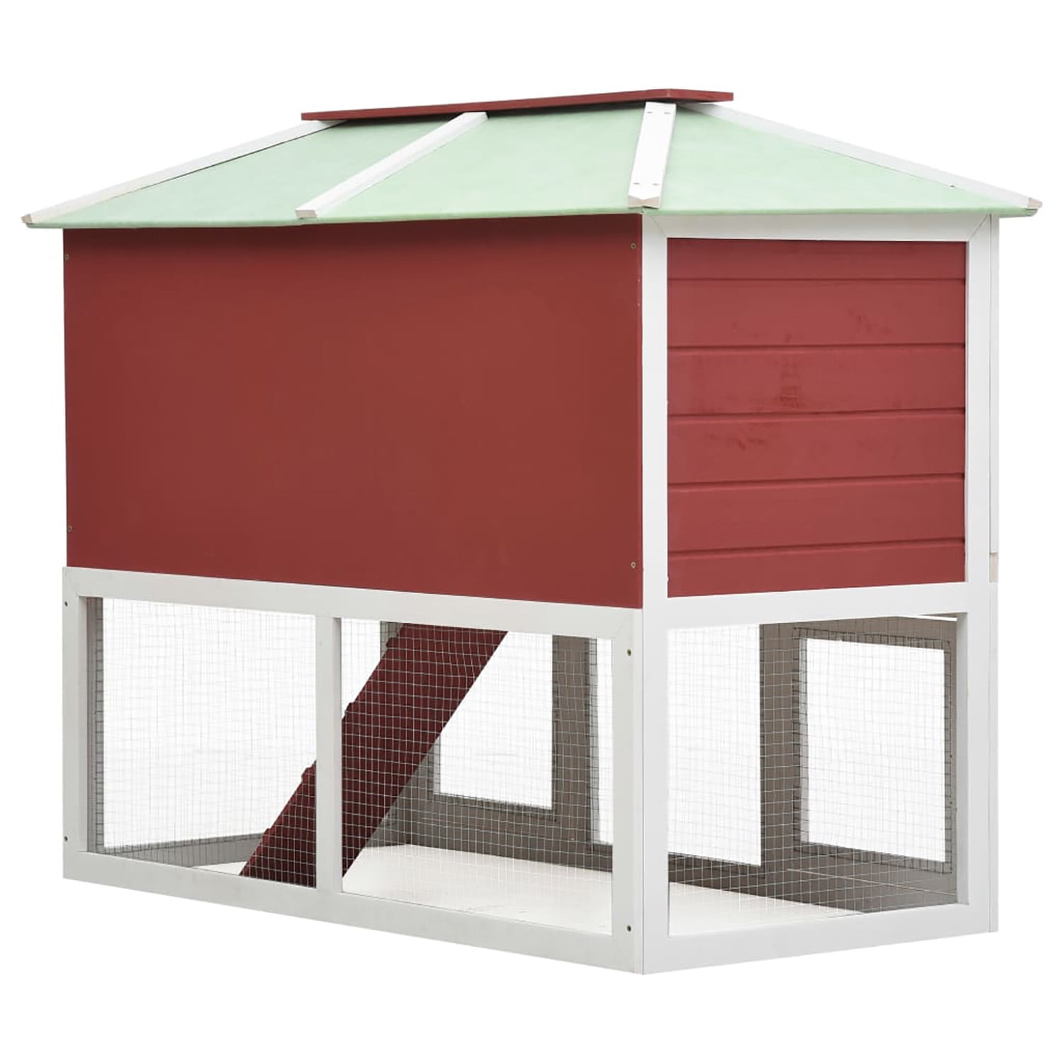 Pefilos 51" Outdoor Rabbit Hutch, Wooden Bunny House Double Floor Small Animal Pet Cage, Red Pefilos 51" Outdoor Rabbit Hutch, Wooden Bunny House Double Floor Small Animal Pet Cage, Red