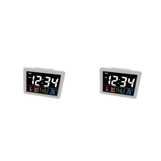 Cateissary Reloj despertador LCD con termómetro, alarmas de pantalla grande, medidor de temperatura, relojes, campana electrónica, hogar, Type1 NO1