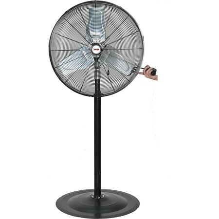 

K Tool International Oscillating Pedestal Fan 24 Waterproof Industrial Fan with Stand and Aluminum Fan Blades 3-Speed Shop Metal Garage Warehouse Fan Black KTI77726