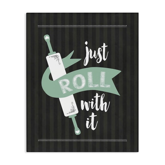 Roll With It Black & Green Canvas Wall Art, design by Lettered and Lined