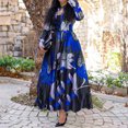 thumbnail image 1 of Jienlioq Femmes Robe Décolleté Femmes Casual Imprimé Bouton à Manches Longues Robe à Col Rond, 1 of 4